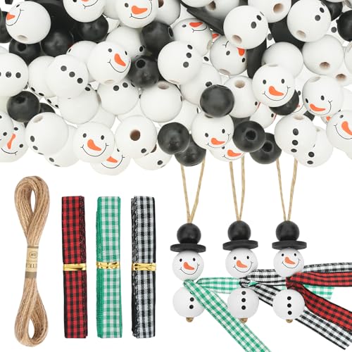 Dluszert 120 Stück Schneemann Holzperlen für Weihnachten, Natürliche Holzperlen für 30 Sets Schneemänner, 18mm Schneemann Holzkugeln mit Schnur Schal, Weihnachtsperlen für Weihnachtsdeko DIY Dluszert 120 Stück Schneemann Holzperlen für Weihnachten, Natürliche Holzperlen für 30 Sets Schneemänner, 18mm Schneemann Holzkugeln mit Schnur Schal, Weihnachtsperlen für Weihnachtsdeko DIY von Dluszert