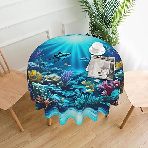 Dlxw Stilvolle runde Tischdecke mit wasserdichtem und knitterfreiem Muster-Design, geeignet für Innen- und Außenbereich, U-Boot-Korallenstrahlen Dlxw Stilvolle runde Tischdecke mit wasserdichtem und knitterfreiem Muster-Design, geeignet für Innen- und Außenbereich, U-Boot-Korallenstrahlen von Dlxw