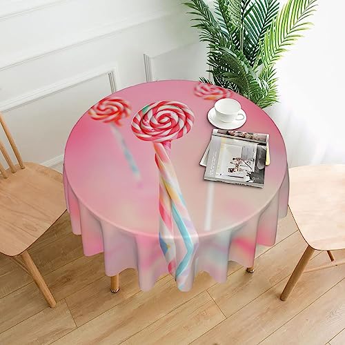 Dlxw Stilvolle runde Tischdecke mit wasserdichtem und knitterfreiem Muster-Design, geeignet für Innen- und Außenbereich, buntes Lutscher Dlxw Stilvolle runde Tischdecke mit wasserdichtem und knitterfreiem Muster-Design, geeignet für Innen- und Außenbereich, buntes Lutscher von Dlxw