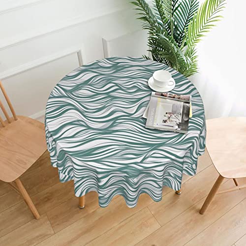 Dlxw Stilvolle runde Tischdecke mit wasserdichtem und knitterfreiem Muster-Design, geeignet für Innen- und Außenbereich, grüne Wellenstreifen Dlxw Stilvolle runde Tischdecke mit wasserdichtem und knitterfreiem Muster-Design, geeignet für Innen- und Außenbereich, grüne Wellenstreifen von Dlxw
