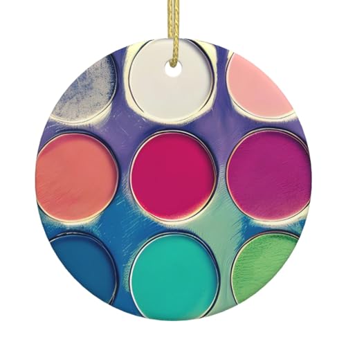 Dlxw Weihnachtsbaumschmuck, rund, Keramik, elegant, hängende Ornamente für Damen und Herren, Souvenirs, runde Farbpalette Dlxw Weihnachtsbaumschmuck, rund, Keramik, elegant, hängende Ornamente für Damen und Herren, Souvenirs, runde Farbpalette von Dlxw