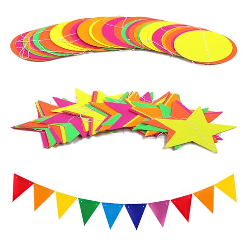 DmDoyy Partydekoration mit Schwarzlicht, fluoreszierender Neonhintergrund, Neon-Swirl, 3 Formen/4,4 m, Party-Girlande, Disco DmDoyy Partydekoration mit Schwarzlicht, fluoreszierender Neonhintergrund, Neon-Swirl, 3 Formen/4,4 m, Party-Girlande, Disco von DmDoyy
