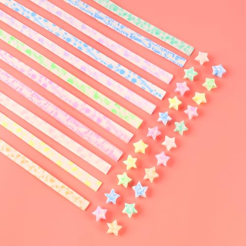 Dmkohi Star Paper Strips,1050 Stück Origami Sterne Papier Papierstreifen,bunt leuchtende Origami Lucky Star Papierstreifen,10 Farben Papierstreifen für Sterne für DIY,Dekoration,Geschenk von Dmkohi