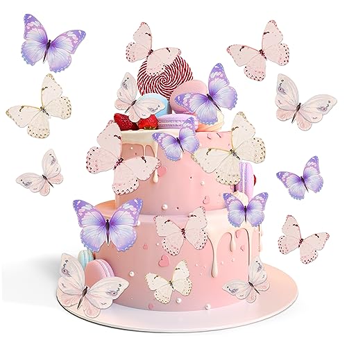 Schmetterlinge Tortendeko, 72 Stück Schmetterlinge Deko Torte, Kuchen Deko Mädchen, Tortendeko Geburtstag Verwendbar Für Hochzeit, Geburtstag, Party Partyzubehör von Dmkohi