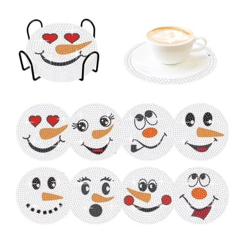 8 Stück Diamond Painting Untersetzer mit Halter, Untersetzer aus Acryl für Gläser Tassen, Tassenuntersetzer mit Schneemann Motiv, DIY Untersetzer rutschfest für Anfänger, Erwachsene & Kinder (ø10cm 8 Stück Diamond Painting Untersetzer mit Halter, Untersetzer aus Acryl für Gläser Tassen, Tassenuntersetzer mit Schneemann Motiv, DIY Untersetzer rutschfest für Anfänger, Erwachsene & Kinder (ø10cm von Dmnnlp