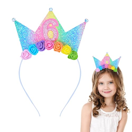 Dmnnlp Haarreif zum 6. Geburtstag für Mädchen – funkelnde Prinzessinnenkrone, Haarband, Kinderparty-Dekorationen, Regenbogenblumenkrone, Geschenk für 6 Jahre alt Dmnnlp Haarreif zum 6. Geburtstag für Mädchen – funkelnde Prinzessinnenkrone, Haarband, Kinderparty-Dekorationen, Regenbogenblumenkrone, Geschenk für 6 Jahre alt von Dmnnlp