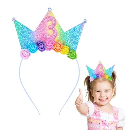 Dmnnlp Stirnband zum 3. Geburtstag für Mädchen – funkelnde Prinzessinnenkrone, Haarband, Kinderparty-Dekorationen, Regenbogenblumenkrone, Geschenk für 3 Jahre alt Dmnnlp Stirnband zum 3. Geburtstag für Mädchen – funkelnde Prinzessinnenkrone, Haarband, Kinderparty-Dekorationen, Regenbogenblumenkrone, Geschenk für 3 Jahre alt von Dmnnlp