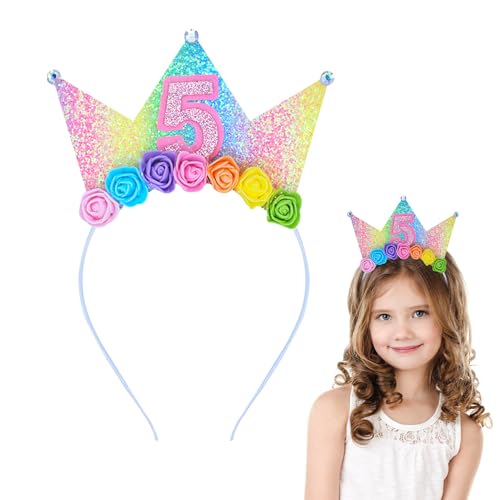 Dmnnlp Stirnband zum 5. Geburtstag für Mädchen – funkelnde Prinzessinnenkrone, Haarband, Kinderparty-Dekorationen, Regenbogenblumenkrone, Geschenk für 5 Jahre alt Dmnnlp Stirnband zum 5. Geburtstag für Mädchen – funkelnde Prinzessinnenkrone, Haarband, Kinderparty-Dekorationen, Regenbogenblumenkrone, Geschenk für 5 Jahre alt von Dmnnlp