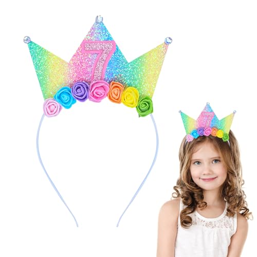 Dmnnlp Stirnband zum 7. Geburtstag für Mädchen – glitzernde Prinzessinnenkrone, Haarband, Kinderparty-Dekorationen, Regenbogenblumenkrone, Geschenk für 7 Jahre alt Dmnnlp Stirnband zum 7. Geburtstag für Mädchen – glitzernde Prinzessinnenkrone, Haarband, Kinderparty-Dekorationen, Regenbogenblumenkrone, Geschenk für 7 Jahre alt von Dmnnlp