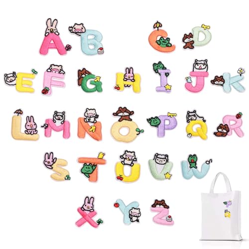 Dmuzsoih Buchstaben-Aufnäher | Kleidung Tier Alphabet Applikation | Lustig Dekorativ Bestickte Buchstaben Patches für Rucksack Jeans Hemden Jacke Party Reise Klassenzimmer von Dmuzsoih
