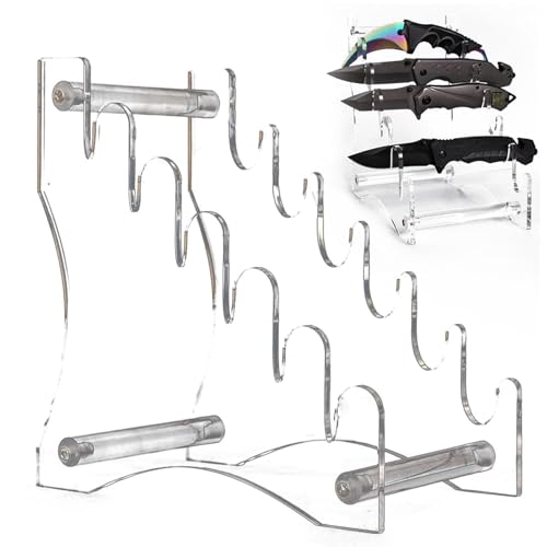 Dmuzsoih Cutter-Aufbewahrungsregal, Cutter-Displayhalter | Acrylschneiderhalter,Hält 6 Messer, transparenter Messerhalter für Jagdmesser, Taschenmesser-Display von Dmuzsoih