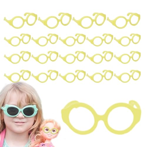 Dmuzsoih Puppenbrille,Minibrille für Puppen, Linsenlose Dress-Up-Brille, Puppen-Anzieh-Requisiten, 20 kleine Gläser, Puppen-Anzieh-Brillen für DIY-Zubehör, Puppen-Anziehzubehör von Dmuzsoih