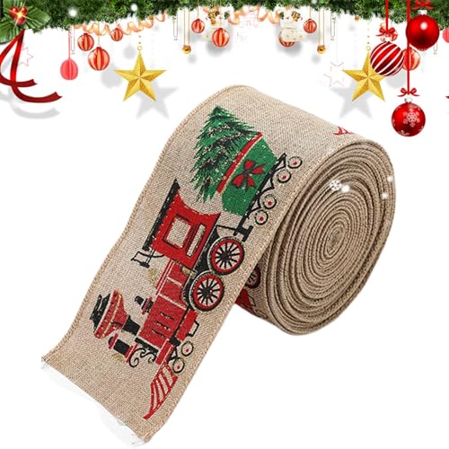 Dmuzsoih Weihnachtsband mit Draht, Geschenkband - -Streamer,atives Schleifenzubehör, Drahtkantenband, atives Geschenkband, Bauernhaus-für von Dmuzsoih