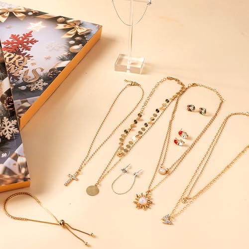 Dmuzsoih Weihnachtskalender-Countdown – 25-Tage-Weihnachtsschmuck für Damen, Ohrringe, Anhänger, Armbänder, Ringe, Zubehör für saisonale Feiertage, Ostern, Valentinstag, Erntedankfest, Halloween von Dmuzsoih