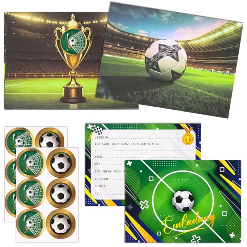 Dncvb 12 Einladungskarten Fussball Kindergeburtstag mit 12 Umschlag und 12 Aufklebern, Fußball Einladungskarten Jungen, Fußball Geburtstagseinladungen, Partyeinladungen für Jungen und Mädchen Dncvb 12 Einladungskarten Fussball Kindergeburtstag mit 12 Umschlag und 12 Aufklebern, Fußball Einladungskarten Jungen, Fußball Geburtstagseinladungen, Partyeinladungen für Jungen und Mädchen von Dncvb