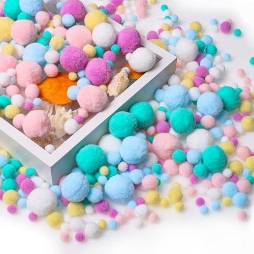 Dncvb 520 Stück Pompons zum Basteln 1-3 cm Bunte Pompons zum Basteln, Bommel zum Basteln, Filzkugeln Bunt Pompons, Bälle zum Basteln für Kinder und Erwachsene, DIY, Handwerk, Partydekoration von Dncvb