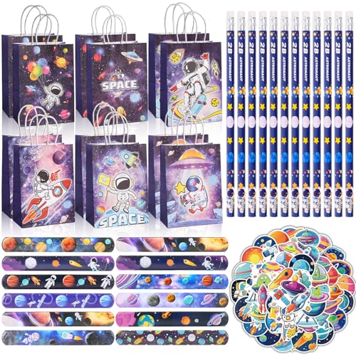 Dncvb 86 Weltraum Kindergeburtstag Mitgebsel, Astronauten Geburtstag Mitgebsel mit Weltraum Bleistift, Sticker Geschenktüte Astronauten Party Give Aways für Jungen Mädchen Geburtstagsdeko von Dncvb