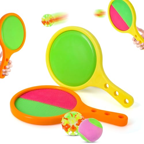 Dncvb Klettball Ballfangspiel, Klettballspiel für Kinder, Klettball Strandspielzeug mit 2 Paddel + 2 Bällen, Wurfspiel Kinder, Fangspiel Set für Garten Outdoor Spiele Mädchen Junge Dncvb Klettball Ballfangspiel, Klettballspiel für Kinder, Klettball Strandspielzeug mit 2 Paddel + 2 Bällen, Wurfspiel Kinder, Fangspiel Set für Garten Outdoor Spiele Mädchen Junge von Dncvb