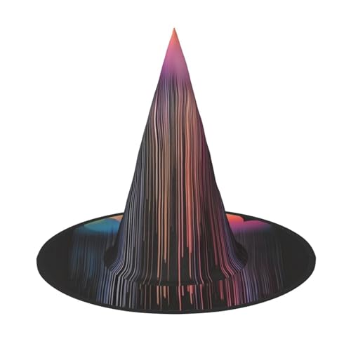 DngSer Bunter Regenbogen-Regen-Halloween-Hut – perfekt für Party, Maskerade, Cosplay, dekorative Kappe für Karneval, faltbare Dekorationen von DngSer
