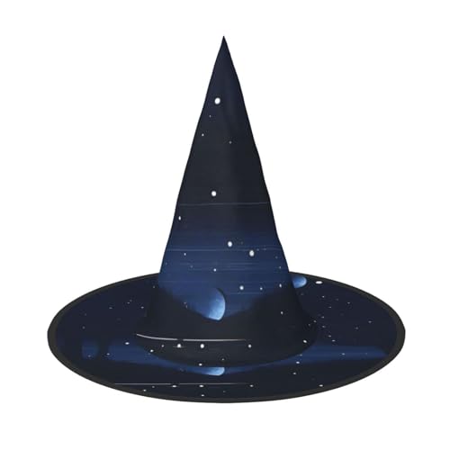 DngSer Dunkelblauer Halloween-Hut mit Nachtansicht – perfekt für Party-Maskerade, Damen-Cosplay, dekorative Kappe für Karneval, faltbare Dekorationen von DngSer