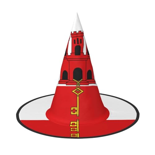 DngSer Flagge von Gibraltar Halloween Hut - Perfekt für Party Maskerade Damen Cosplay Dekorative Kappe für Karneval Faltbare Dekorationen von DngSer