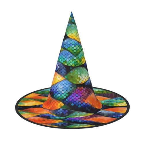 DngSer Halloween Hut Regenbogen Fischschuppen Hut - Perfekt für Party Maskenball Cosplay Damen Hut Deko Hut Karneval Faltbare Dekorationen von DngSer