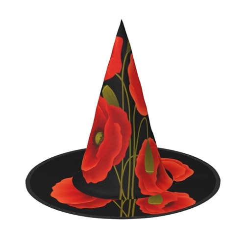 DngSer Halloween-Hut mit Mohnblumen, perfekt für Party, Maskerade, Cosplay, dekorative Kappe für Karneval, faltbare Dekorationen von DngSer