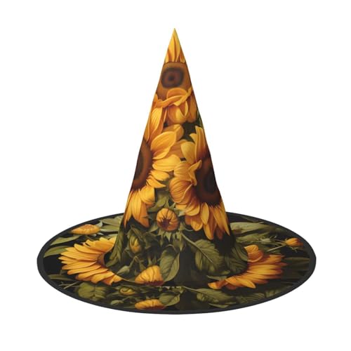 DngSer Mit dem gelben Sonnenblumen-Halloween-Hut – perfekt für Party-Maskerade, Damen-Cosplay, dekorative Kappe für Karneval, faltbare Dekorationen von DngSer