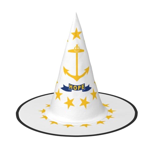 DngSer Rhode Island State Flag Halloween Hut - Perfekt für Party Maskerade, Damen Cosplay, Dekorative Kappe für Karneval, Faltbare Dekorationen von DngSer
