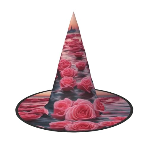 DngSer Rosen am Meer Halloween-Hut – perfekt für Party-Maskerade, Damen-Cosplay, dekorative Kappe für Karneval, faltbare Dekorationen von DngSer