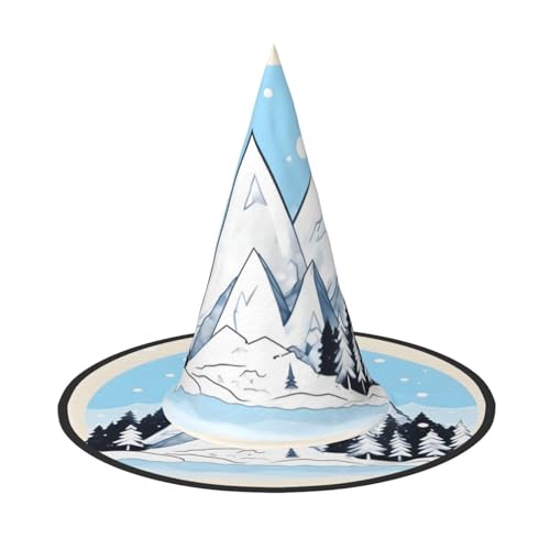 DngSer Schneebedeckte Berge Halloween Hut - Perfekt für Party Maskerade, Damen Cosplay, Dekorative Kappe für Karneval, Faltbare Dekorationen von DngSer
