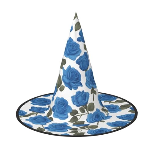 DngSer Schöne blaue Rosen Halloween Hut - Perfekt für Party Maskerade, Damen Cosplay, dekorative Kappe für Karneval, faltbare Dekorationen von DngSer