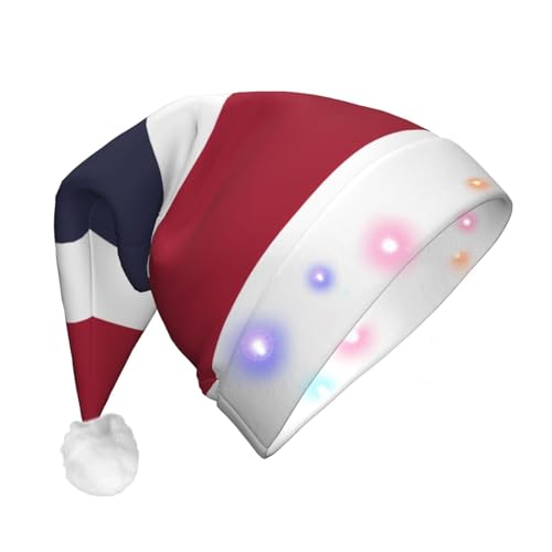 DngSer Thailand-Flagge, LED-Weihnachtsmütze für Erwachsene, klassische Weihnachts- und Neujahrsparty-Kopfbedeckung, Urlaub, Plüsch, weich, bequem von DngSer