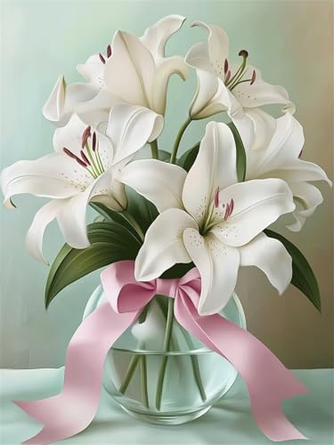 5D Diamond Painting Blume DIY Diamant Painting Bilder Set für Erwachsene und Kinder, Malen Nach Zahlen Lilie Diamant Malerei Glitzersteine 80x100 cm Kreuzstich Leinwand Art für Deko Wohnzimmer G-36 von Dnnufagg