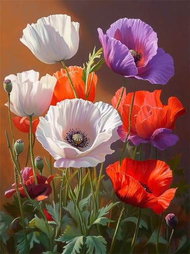 5D Diamond Painting Blumen DIY Diamant Painting Bilder Set für Erwachsene und Kinder, Malen Nach Zahlen Anlage Diamant Malerei Glitzersteine 80x100 cm Kreuzstich Leinwand Art für Deko Wohnzimmer G-40 von Dnnufagg