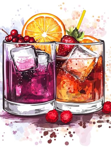 5D Diamond Painting Cocktail DIY Diamant Painting Bilder Set für Erwachsene und Kinder, Malen Nach Zahlen Sommer Diamant Malerei Glitzersteine 80x100 cm Kreuzstich Leinwand Art für Deko Wohnzimmer G-7 von Dnnufagg