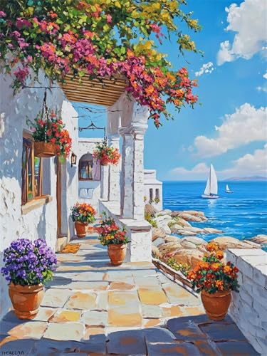 5D Diamond Painting Landschaft DIY Diamant Painting Bilder Set für Erwachsene Kinder, Malen Nach Zahlen Kleine Stadt Diamant Malerei 80x100 cm Crystal Kreuzstich Leinwand Art für Deko Wohnzimmer G-67 von Dnnufagg