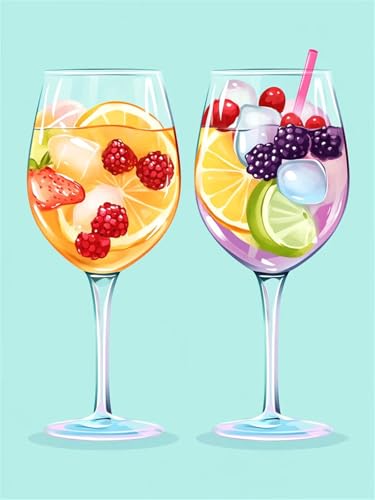 Diamond Painting Cocktail 5D Diamant Painting Bilder Zitrone 35x45 cm, Runder Full Drill Diamanten Malerei für erwachsene mit Zubehör DIY Mosaikherstellung Bastelset für Entspannung und Wanddeko G-6 von Dnnufagg