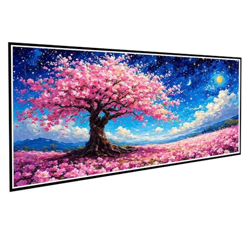 Diamond Painting Erwachsene kinder Rosa Diamond Painting XXL 80x160cm Full Drill Kirschblüten Diamant Painting Bilder Perlen Bilder Malerei Bastelset Mosaikherstellung, Wand Dekor Geschenke V-1045 von Dnnufagg