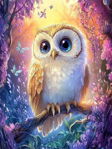 Diamond Painting Eule 5D Diamant Painting Bilder Landschaft 90x120 cm, Runder Full Drill Diamanten Malerei für erwachsene mit Zubehör DIY Mosaikherstellung Bastelset für Entspannung und Wanddeko G-39 von Dnnufagg