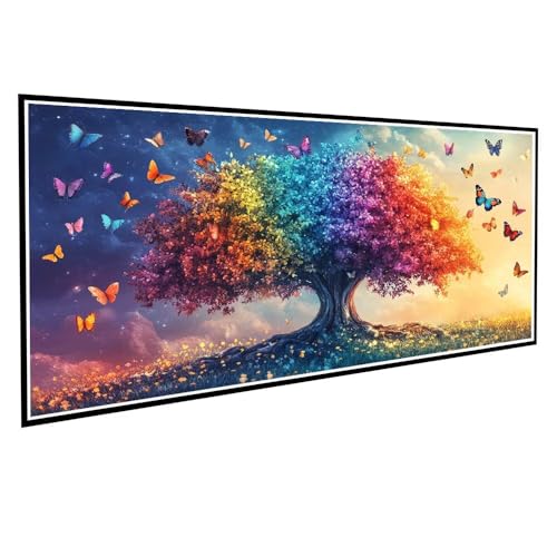 Diamond Painting Farbe Diamond Painting Groß XXL 50x100cm Mosaik Bastelset Erwachsene Baum Crystal Art Malerei Stickerei Kreuzstich Basteln Wohnzimmer Schlafzimmer Wand Dekor Frauen Geschenke V-907 von Dnnufagg