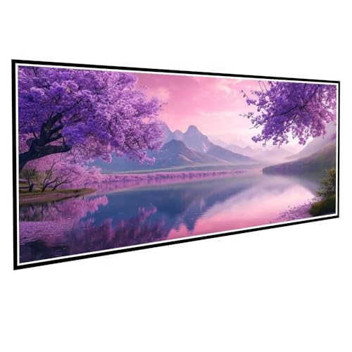 Diamond Painting Lila Diamond Painting Groß XXL 70x140cm Mosaik Bastelset Erwachsene Landschaft Crystal Art Malerei Stickerei Kreuzstich Basteln Wohnzimmer Schlafzimmer Wand Dekor Geschenke V-878 von Dnnufagg