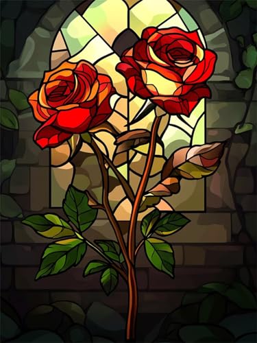 Diamond Painting Rose 5D Diamant Painting Bilder Blume 90x120 cm, Runder Full Drill Diamanten Malerei für erwachsene Anfänger mit Zubehör DIY Mosaikherstellung Bastelset für Entspannung, Wanddeko G-10 von Dnnufagg