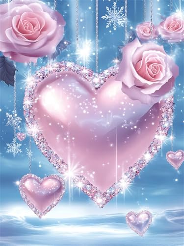 Diamond Painting Rose 5D Diamant Painting Bilder Liebe 90x120 cm, Runder Full Drill Diamanten Malerei für erwachsene Anfänger mit Zubehör DIY Mosaikherstellung Bastelset für Entspannung, Wanddeko G-44 von Dnnufagg