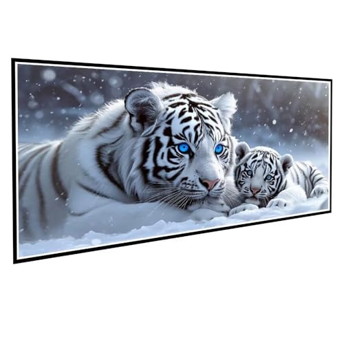 Diamond Painting Tiger Diamond Painting Groß XXL 50x100cm Mosaik Bastelset Erwachsene Winter Crystal Art Malerei Stickerei Kreuzstich Basteln Wohnzimmer Schlafzimmer Wand Dekor Frauen Geschenke V-873 von Dnnufagg