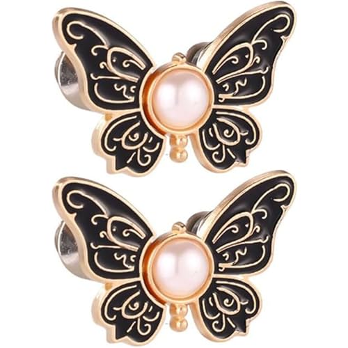 2-Pack Detachable Butterfly Clips, Detachable Waist Tightener Butterfly Clip, Women Pants Waist Adjuster Clips, Adjustable Buttons for Loose Pants, Decorative Tightener Clip for Clothes (Black) von Dnyun