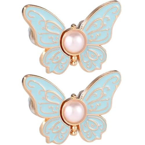 2-Pack Detachable Butterfly Clips, Detachable Waist Tightener Butterfly Clip, Women Pants Waist Adjuster Clips, Adjustable Buttons for Loose Pants, Decorative Tightener Clip for Clothes (Blue) von Dnyun