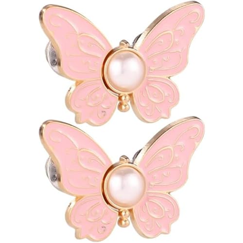 2-Pack Detachable Butterfly Clips, Detachable Waist Tightener Butterfly Clip, Women Pants Waist Adjuster Clips, Adjustable Buttons for Loose Pants, Decorative Tightener Clip for Clothes (Pink) von Dnyun