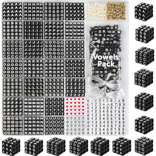 DoDoBeads Black Letter Beads Kit - 1270Pcs Acrylic 6x6mm Square Alphabet Beads A-Z with Spacer Beads, and Extra Vowels & Number Beads - Ideal for Bracelets, Necklaces, Friendship Bracelet Kits DoDoBeads Black Letter Beads Kit - 1270Pcs Acrylic 6x6mm Square Alphabet Beads A-Z with Spacer Beads, and Extra Vowels & Number Beads - Ideal for Bracelets, Necklaces, Friendship Bracelet Kits von DoDoBeads