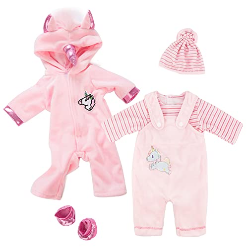 Kleidung Bekleidung Outfits für Baby Puppen, Outfits mit Hut für Baby Doll für Puppen 35-43 cm (Rosa) (Style B) von DoDuo